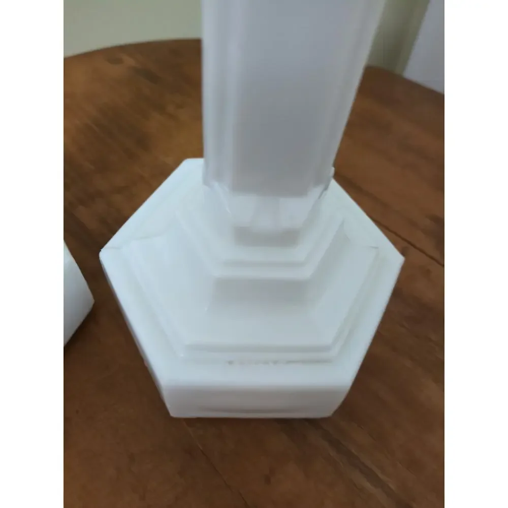 Rare Cambridge #3 Opal Crucifix Candlesticks.